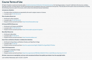 Image of course terms of use statement