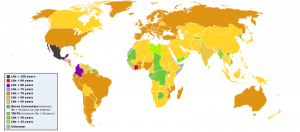 World Map of copyright terms per country