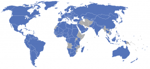 World map of countries signed onto the Berne Convention