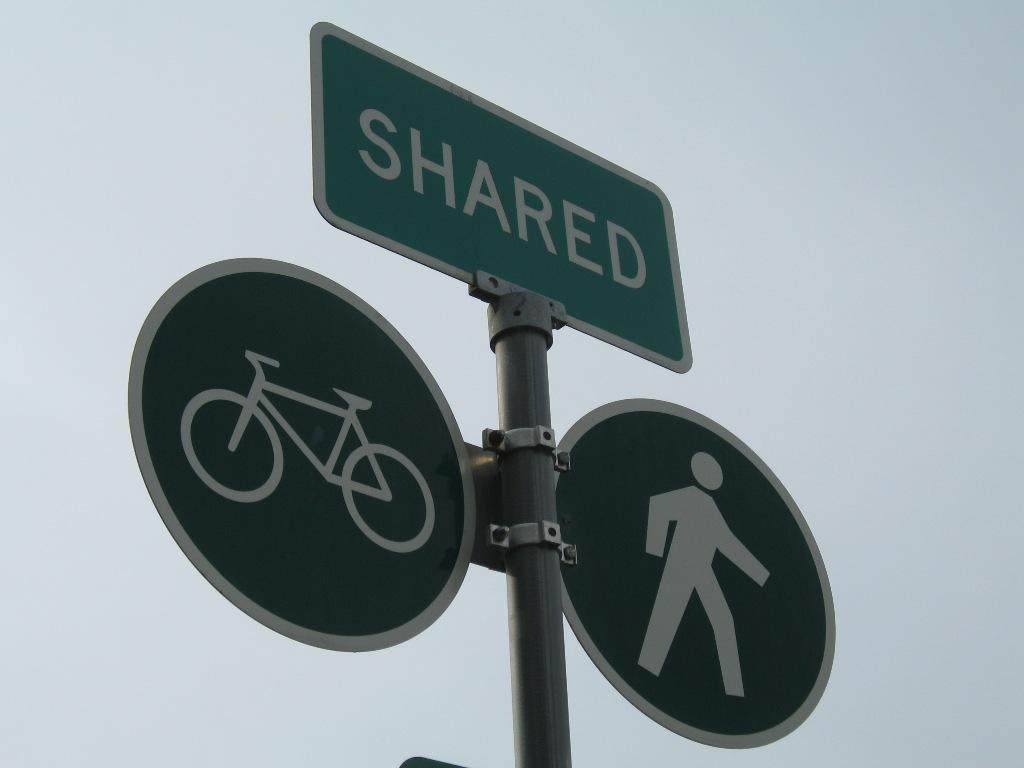 Shared bike and pedestrian sign